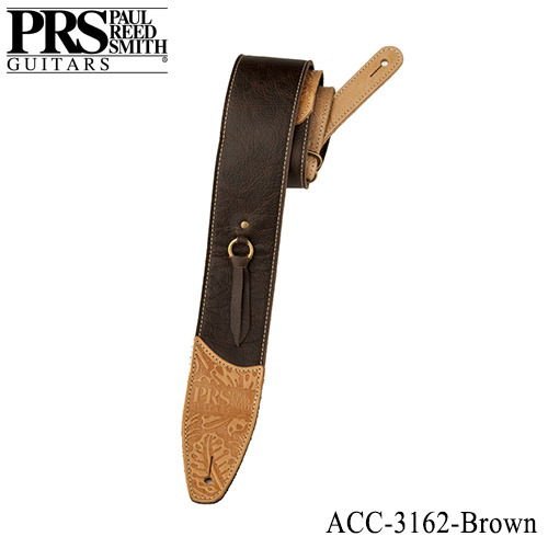PRS Tooled Leather Contrast Stitch Strap (Brown) ACC-3162-BRN
